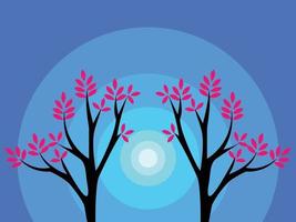 tree with moon, tree in sky blue, moon background vector