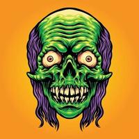 ilustraciones de scary skull zombie mascot vector