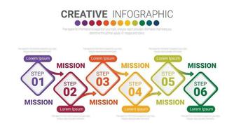 Plantilla de infografía con opción de números 6. vector