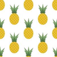 Pineapple seamless pattern. Tropical fruits textile texture isolated white background. Vector illustration