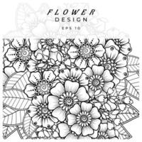mehndi flower decorative ornament in ethnic oriental style, doodle ornament, outline hand draw. coloring book page. vector