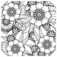 mehndi flower decorative ornament in ethnic oriental style, doodle ornament, outline hand draw. coloring book page. vector