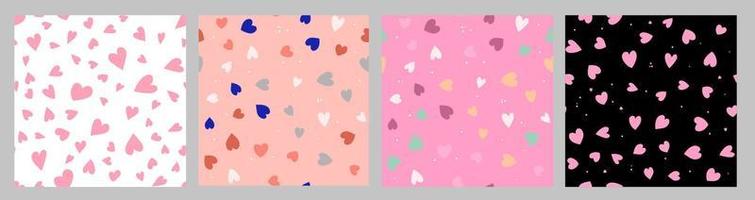 Cute Simple Seamless Pattern Love Heart Background collection set. Vector Illustration