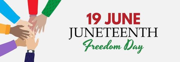 19 June African American Emancipation Day. Juneteenth Freedom Day. 19 June African American Emancipation Day holiday background. Vector illustration.