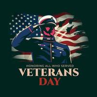 Veterans Day With Soldier Salute vector
