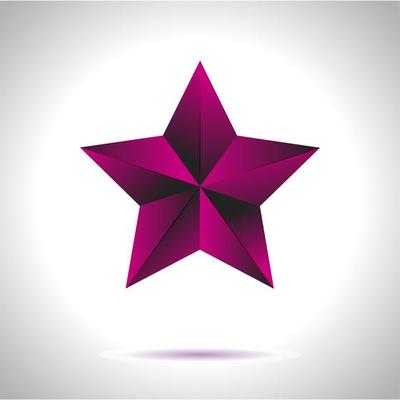 Shiny Gold Star. Christmas Illustration for design on white background