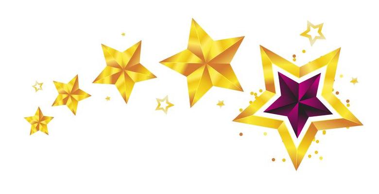 Shiny Gold Star. Christmas Illustration for design on white background