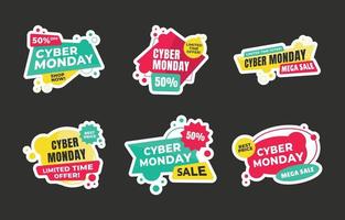 venta de conjunto de pegatinas de cyber monday vector