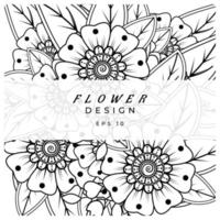 mehndi flower decorative ornament in ethnic oriental style, doodle ornament, outline hand draw. coloring book page. vector