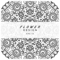 mehndi flower decorative ornament in ethnic oriental style, doodle ornament, outline hand draw. coloring book page. vector