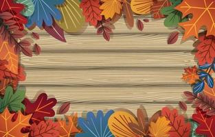 fondo de follajes de madera de otoño vector