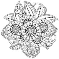 mehndi flower decorative ornament in ethnic oriental style, doodle ornament, outline hand draw. coloring book page. vector