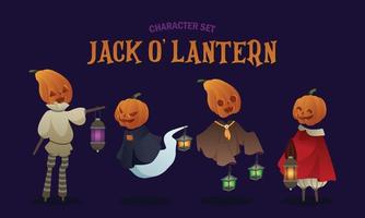 conjunto de caracteres de jack o lantern vector