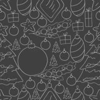 Pattern in hand draw style. Seamless vector pattern with stars, Christmas tree decorations. Can be used for fabric, packaging, wrapping and etc