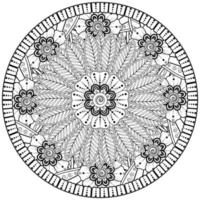 Circular pattern in the form of mandala with flower for henna, mehndi, tattoo, decoration. vector