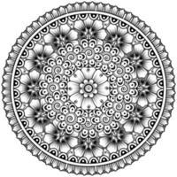 Circular pattern in the form of mandala with flower for henna, mehndi, tattoo, decoration. vector