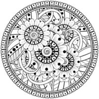 Circular pattern in the form of mandala with flower for henna, mehndi, tattoo, decoration. vector