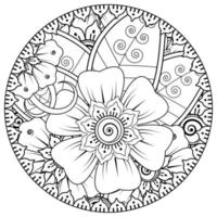 Circular pattern in the form of mandala with flower for henna, mehndi, tattoo, decoration. vector