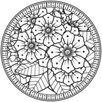 Circular pattern in the form of mandala with flower for henna, mehndi, tattoo, decoration. vector