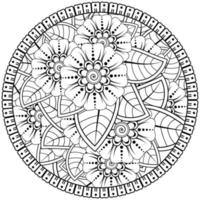 Circular pattern in the form of mandala with flower for henna, mehndi, tattoo, decoration. vector