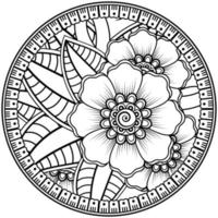 Circular pattern in the form of mandala with flower for henna, mehndi, tattoo, decoration. vector