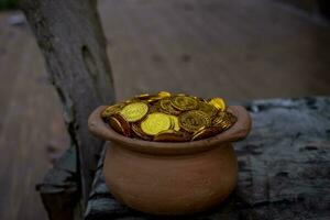 Coins in jar photo
