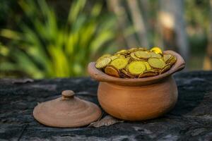 Coins in jar photo