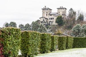 First snow on the hill towns. Between autumn and winter photo