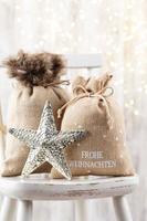 Christmas decor on  bokeh background photo