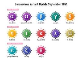 Set of New Coronavirus or SARS-CoV-2 Variant Colorful Illustration vector