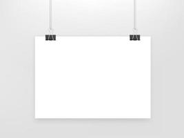 Lista de papel horizontal a4 en blanco blanco en una pared vector