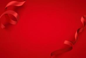 Abstract red background with silk ribbons vector