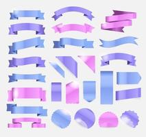 Retro style ribbons, tags and emblems pastel colors vector