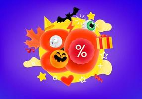 80 percent halloween discount banner vector