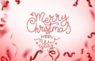 Christmas banner. Red silk ribbons and red bauble vector