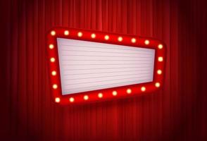 Retro style cinema illuminated board. Copy space for a text vector