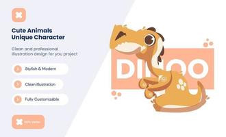 Ilustración de icono de dinosaurio lindo. concepto de icono de amor animal vector