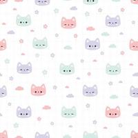 Doodle de dibujos animados de patrones sin fisuras con cabeza de gato lindo gatito vector