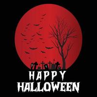 Halloween, happy Halloween With Halloween Tree T-shirt print Free vector