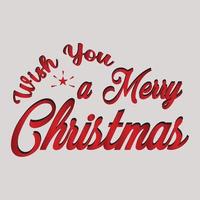 Christmas, Wish you a merry Christmas Typography T-shirt print Free vector