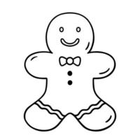Smiling gingerbread man cookie in doodle style vector
