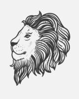 ilustración cabeza de león estilo monocromo vector
