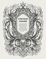 marco barroco vintage con adornos antiguos vector
