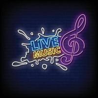 Live Music Neon Signs Style Text Vector
