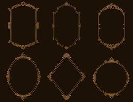 Set of vintage frames and borders gold color vector