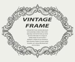 Vintage border frame engraving ornament monochrome style vector