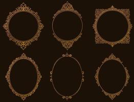 Set of vintage frames and borders gold color vector