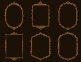 Set of vintage frames and borders gold color vector
