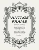 Vintage border frame engraving ornament monochrome style vector