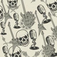 vintage seamless background with rock music ornament vector